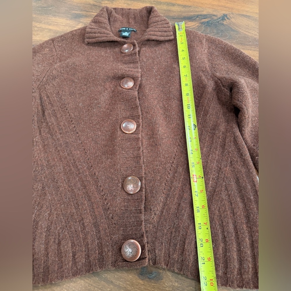 Deane & White 100% Lambswool women's cardigan sweater Sz M Brown color - Picture 4 of 8